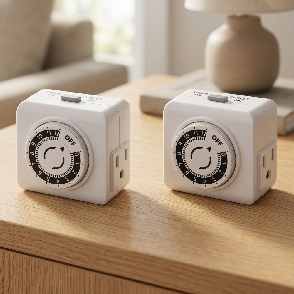 Timer Dual Outlet - ชุด 2 ชิ้น ปลั๊กตั้งเวลาแบบกลไกสำหรับใช้ในร่ม 24 ชั่วโมง